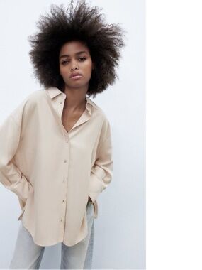 Zara Beige Button-Down Shirt